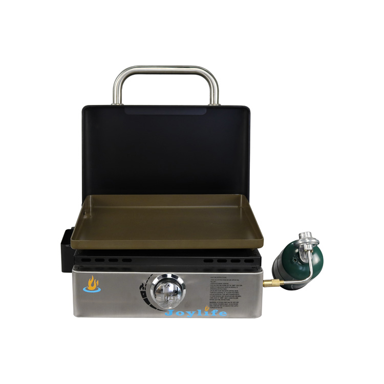 Item No.：T1B   （Oil Coating Griddle top+Lid） Assembly Size：L19.66*W19.7*H10.06INCH Packing Size：L20.3*W19.88*H12.91INCH Loading Quantity：736PCS/40HQ Power：13000 BTU/H Griddle Top Area：237  Square Inch